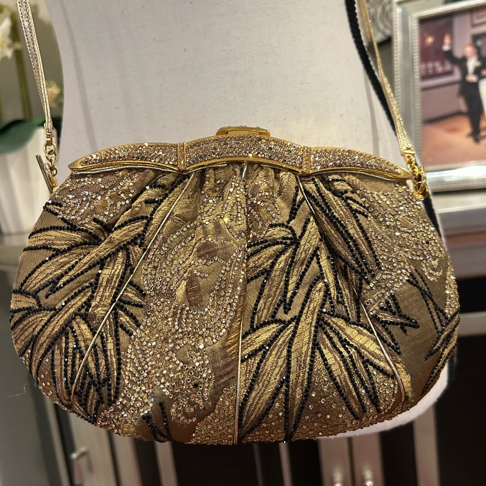 Judith Leiber Gold Beaded Evening Shoulder Bag
